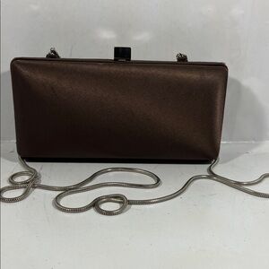 Bechamel Chocolate Brown Clutch with Silver Chain